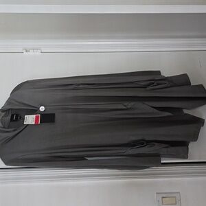 Gray Asymetrical Light Weight Jacket With Long Sleeves And Button Closure